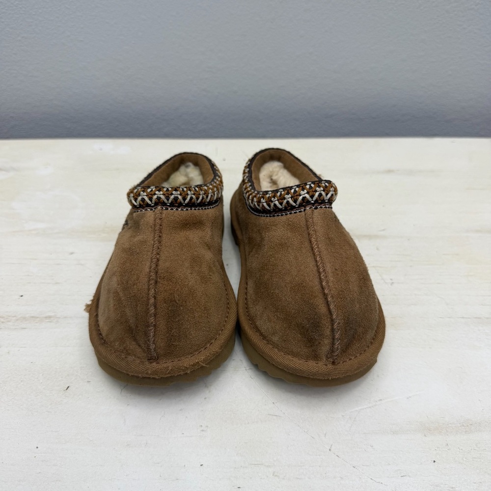 Ugg Brown Suede Kids Tasman Slippers Size 9 - Picture 5 of 9